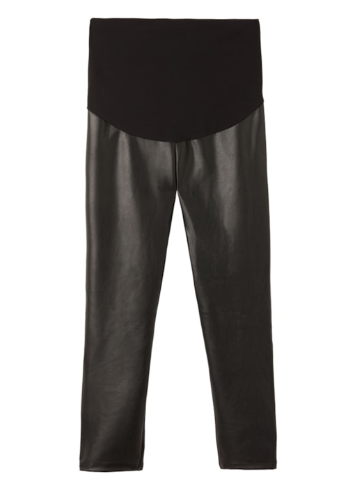 Legging Térmica Com Efeito Couro Maternidade - Preto