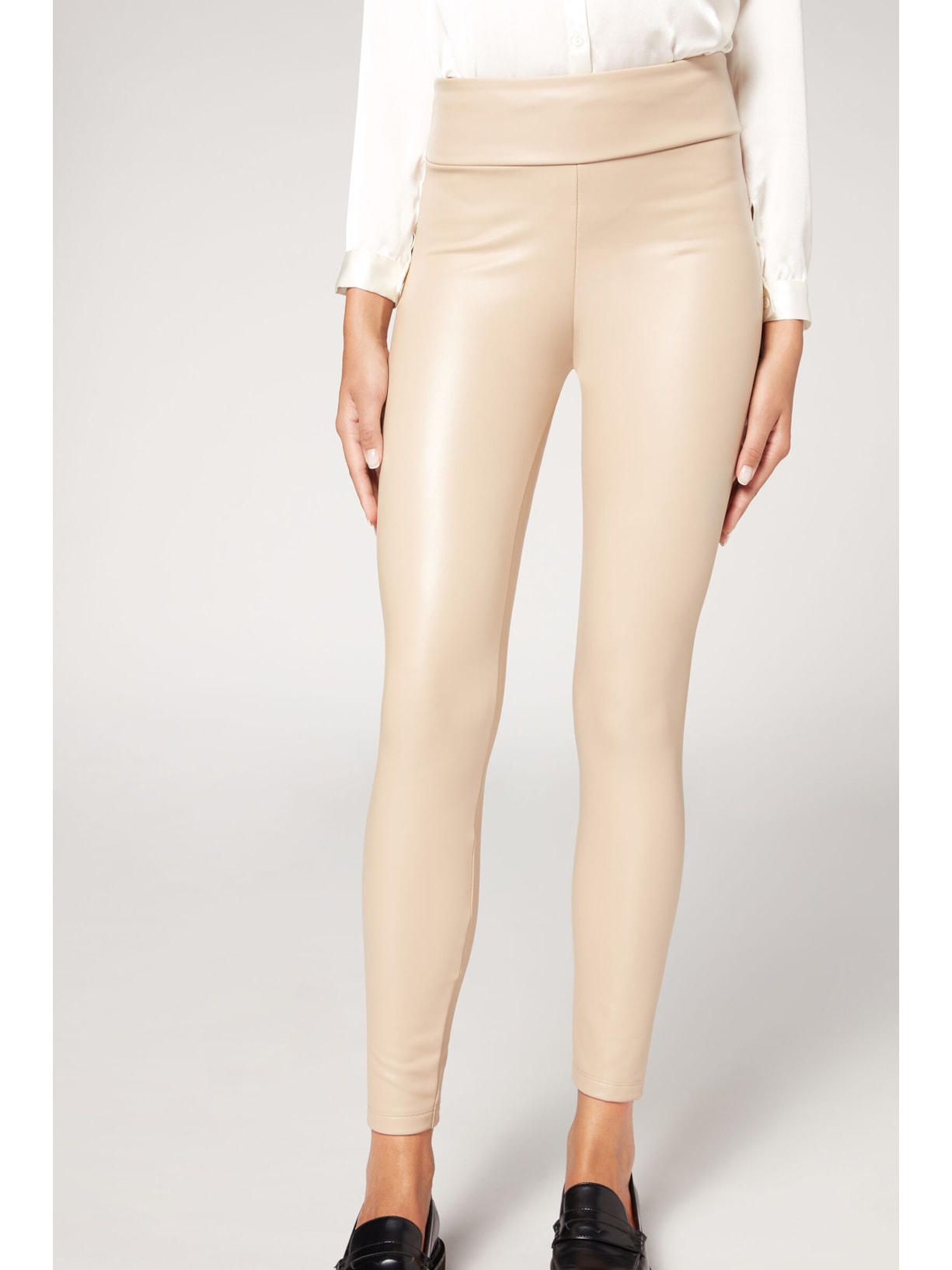 Legging Térmica Efeito Couro Bege Calzedonia