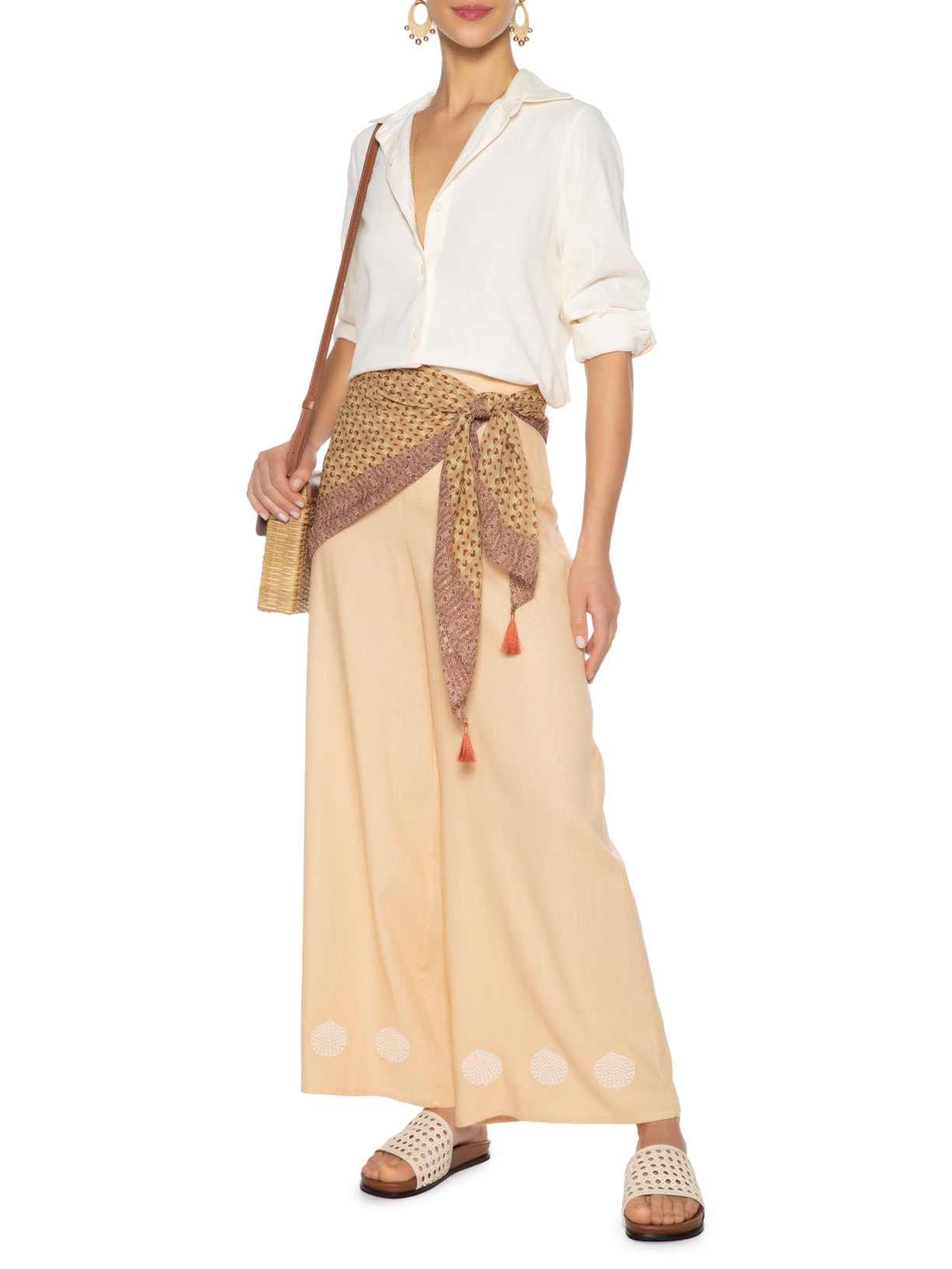 Lenço Estampa Azulejo Bege Maria Filó