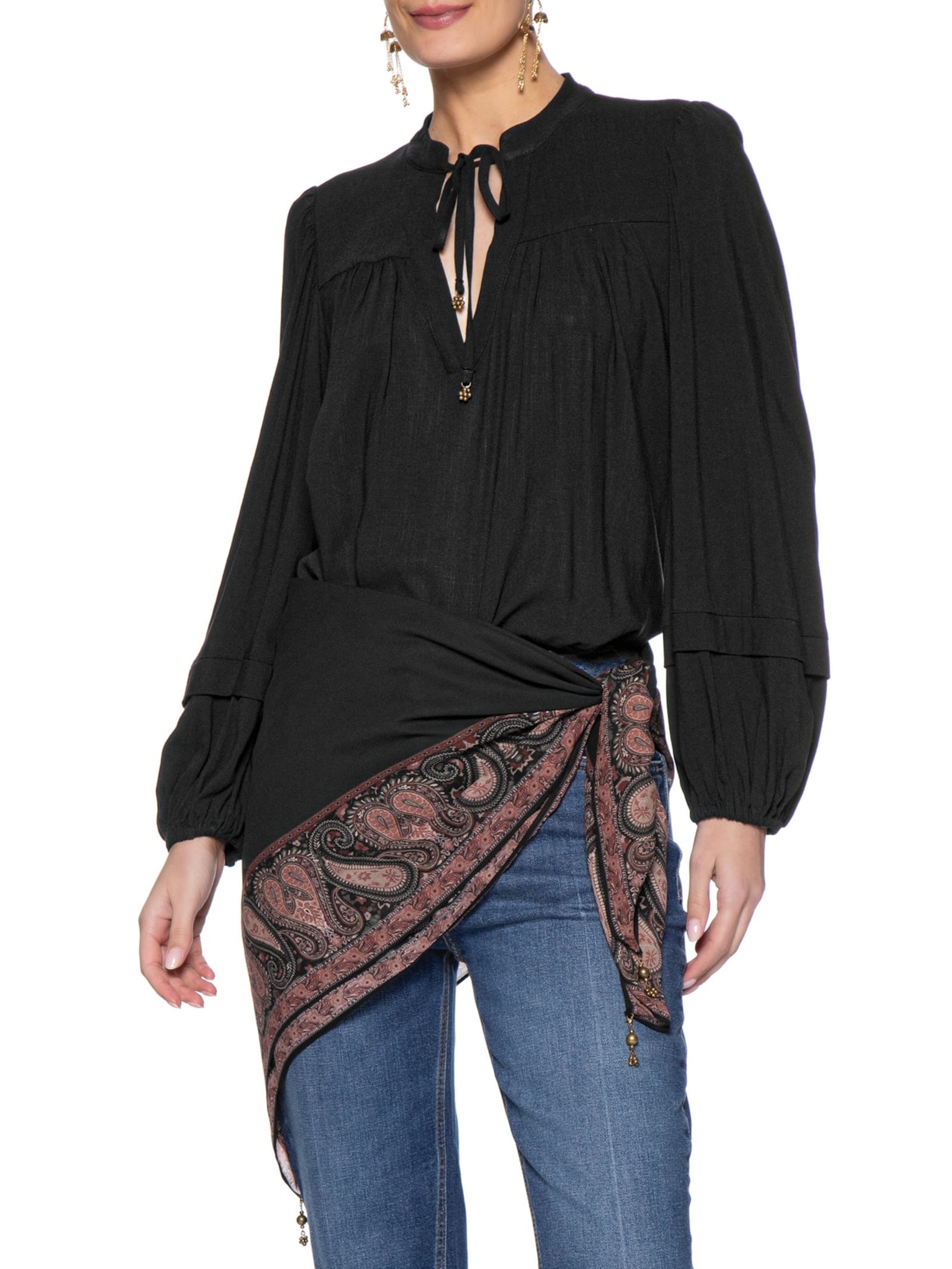 Lenço Estampa Cashmere Preto Maria Filó
