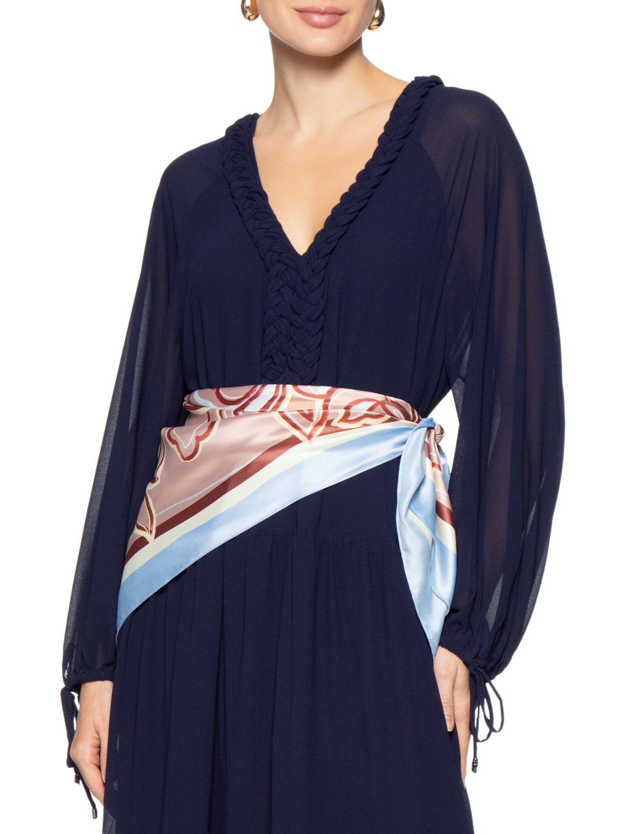 Lenço Feminino Bordado I Azul Le Lis