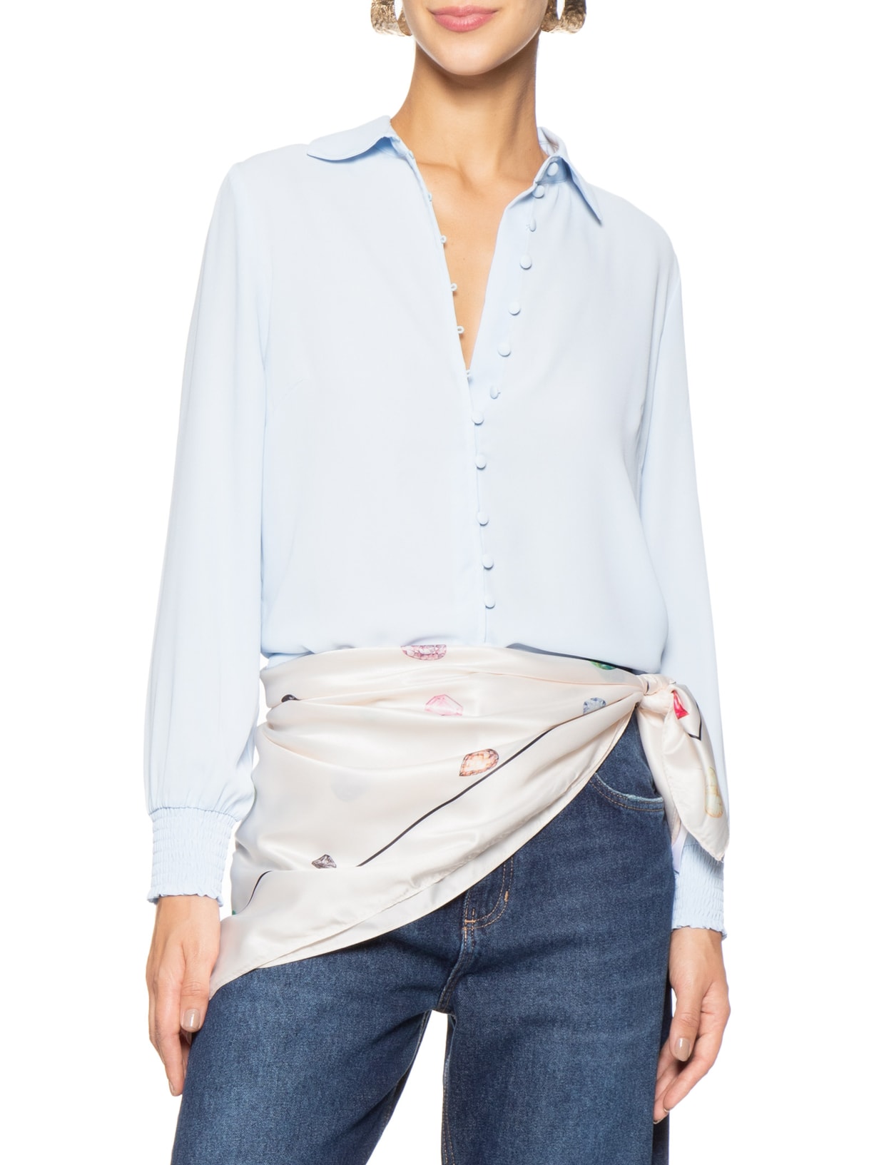 Lenço Feminino Esmeralda Branco Le Lis