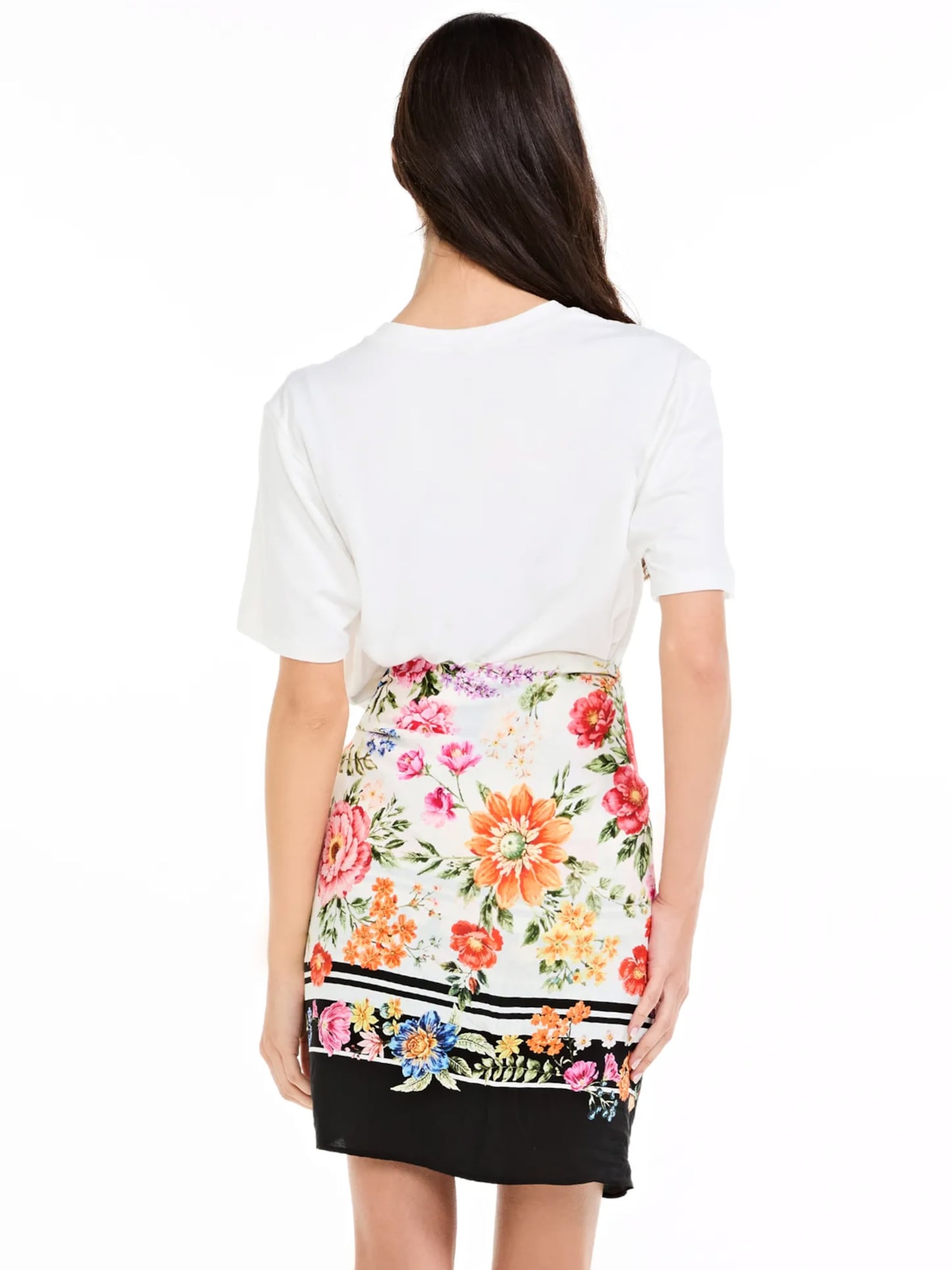 Lenço Feminino Floral Multicolor Branco Triya