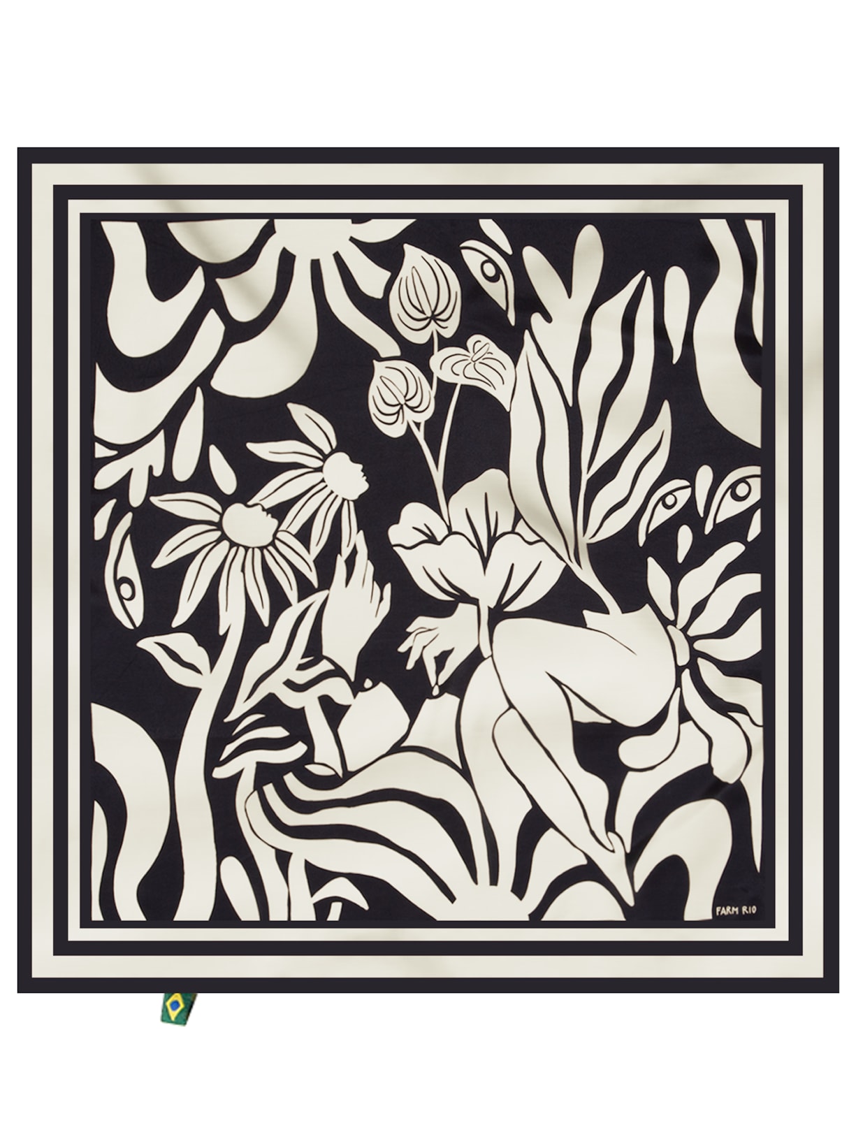 Lenço Feminino Jardim Surreal - Preto