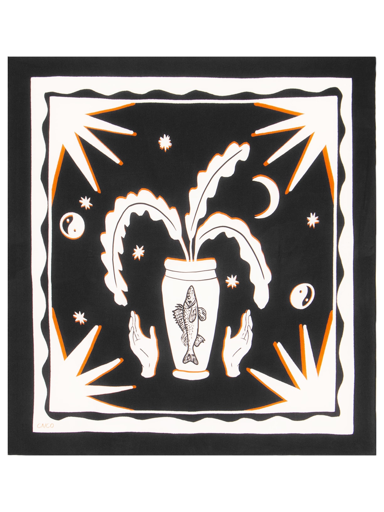 Lenço Feminino Panneaux Magna Preto Caco Studios