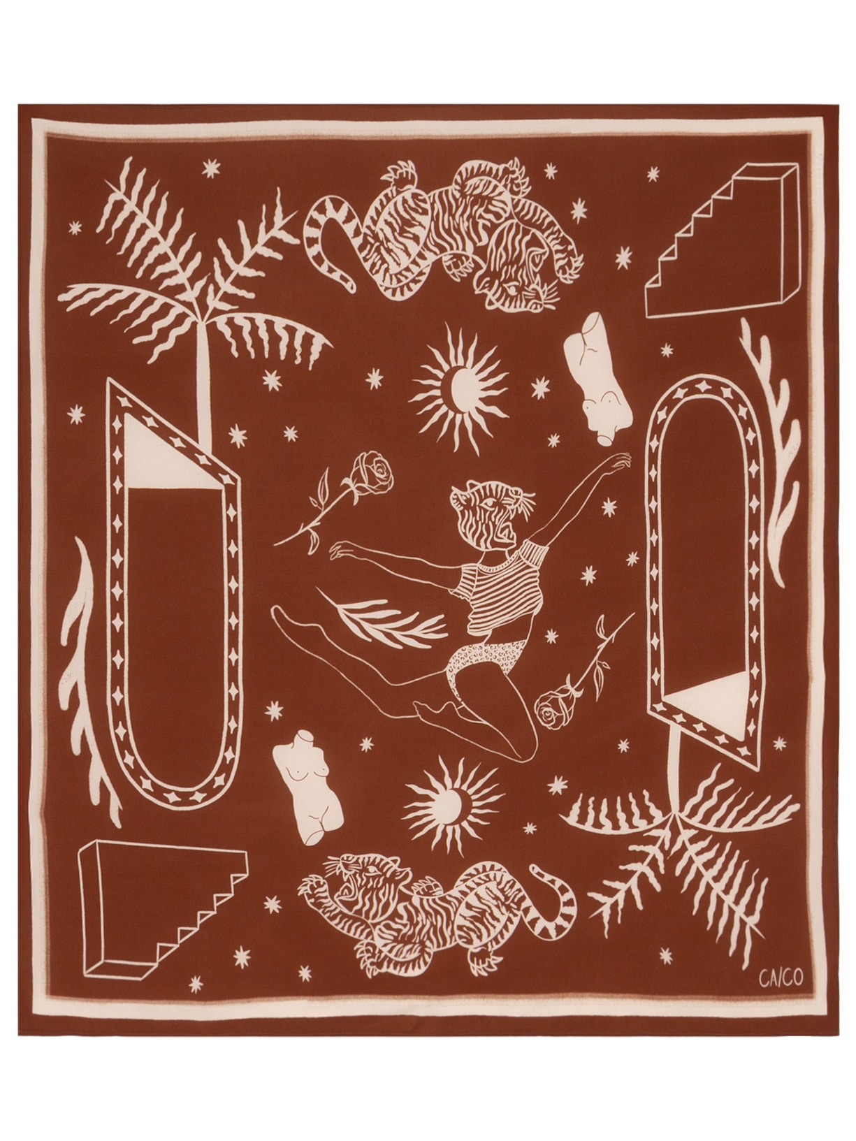 Lenço Feminino Panneaux Portal - Marrom