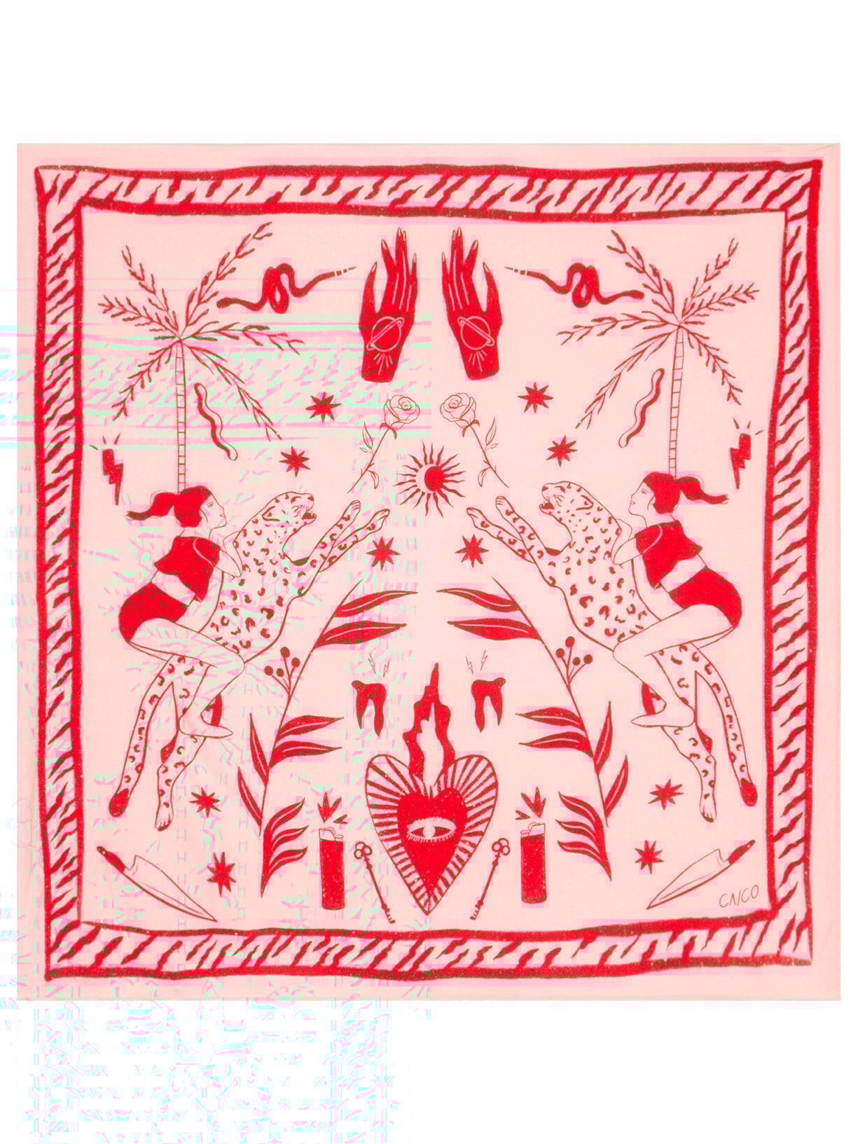 Lenço Feminino Panneaux Rose Rosa Caco Studios