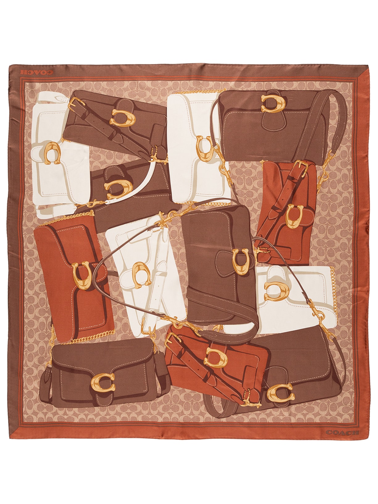 Lenço Feminino Silk Square Tabby Print - Marrom