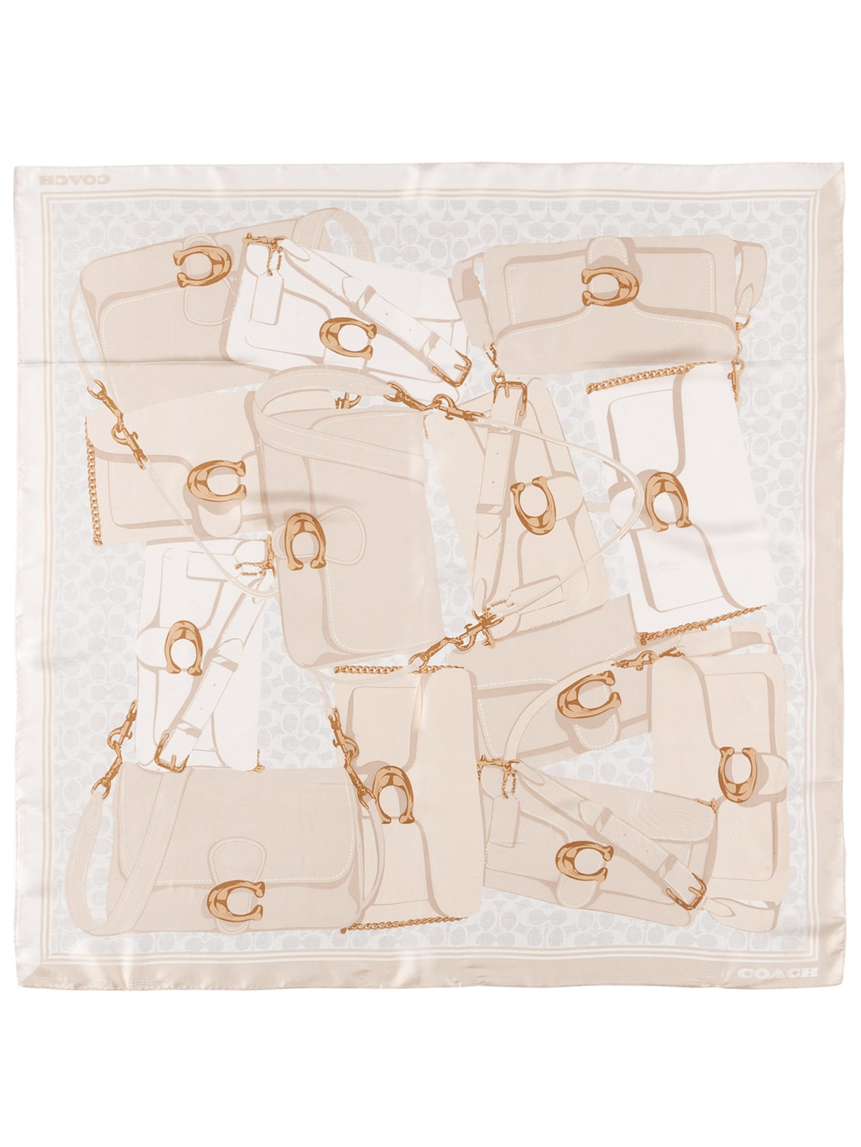 Lenço Feminino Silk Square Tabby Print - Off White