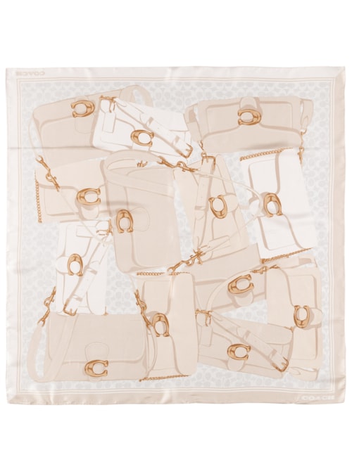 Lenço Feminino Silk Square Tabby Print - Off White