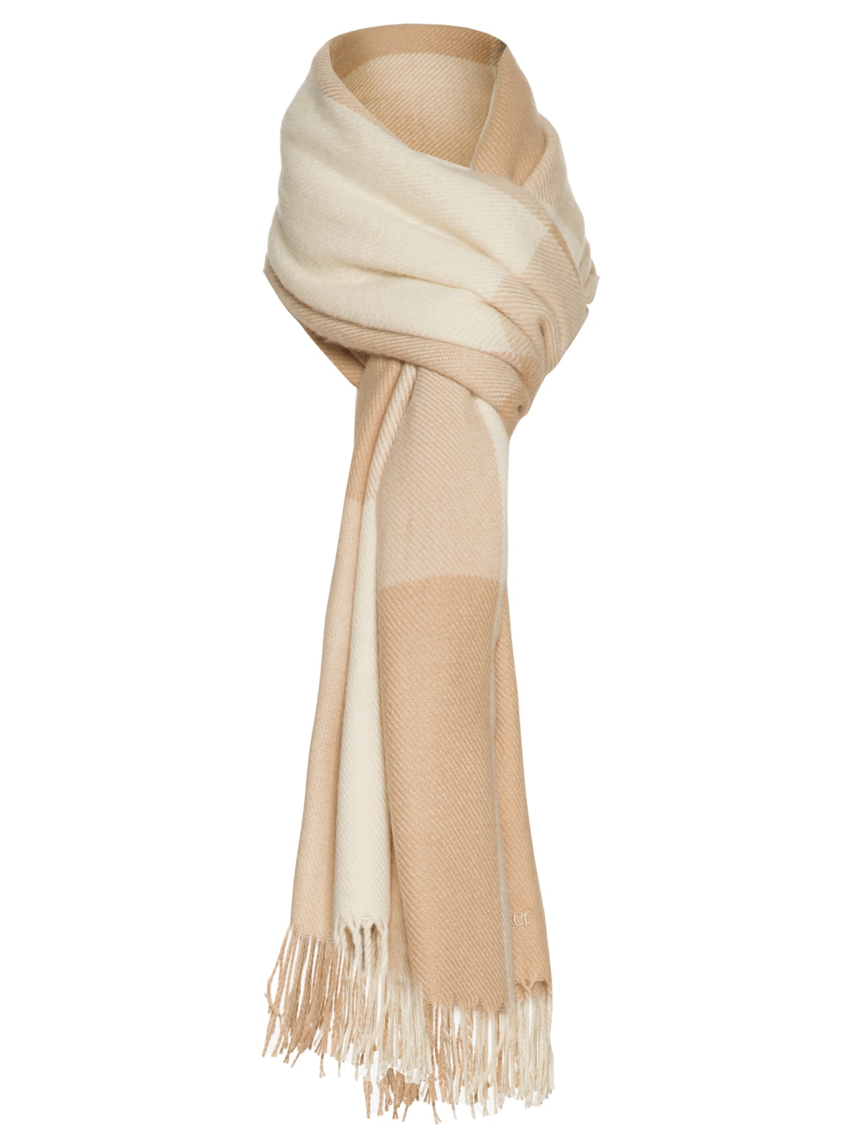 Lenço Feminino Xadrez Khaki Bege Shoulder