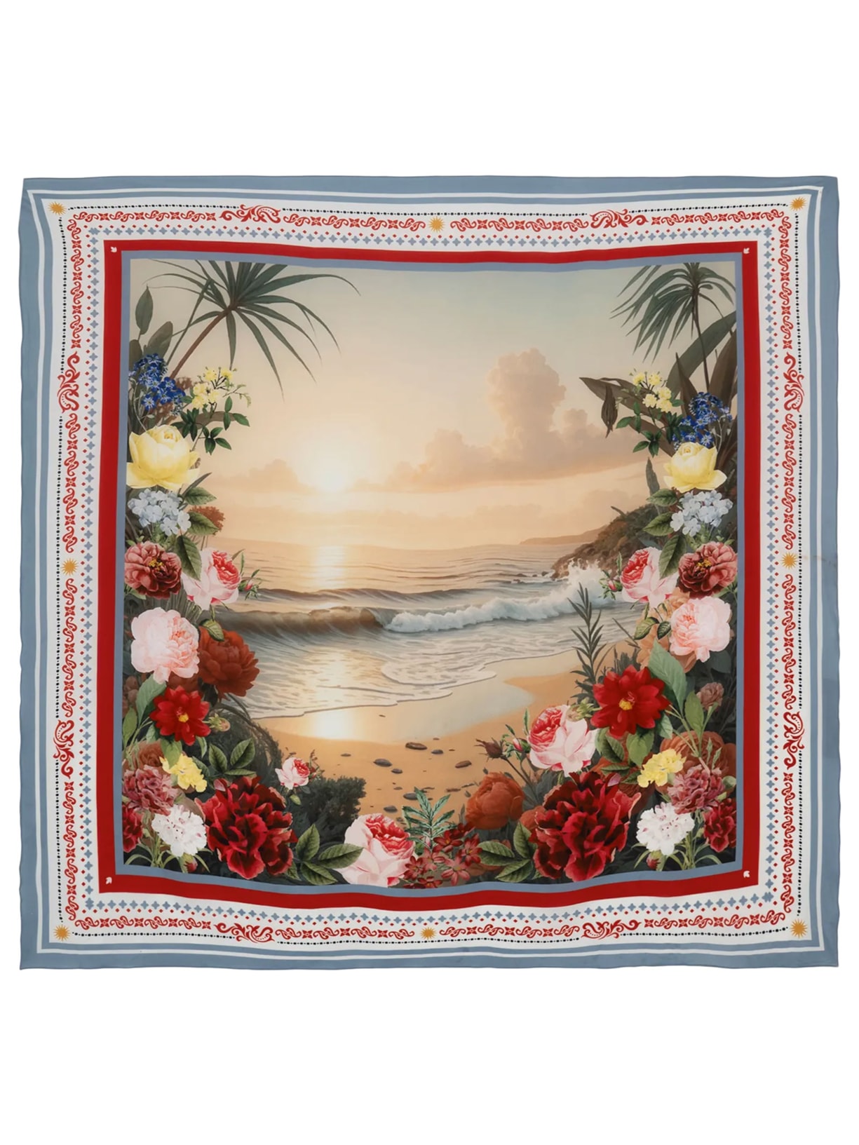 Lenço Scarf Beach Roses - Off White