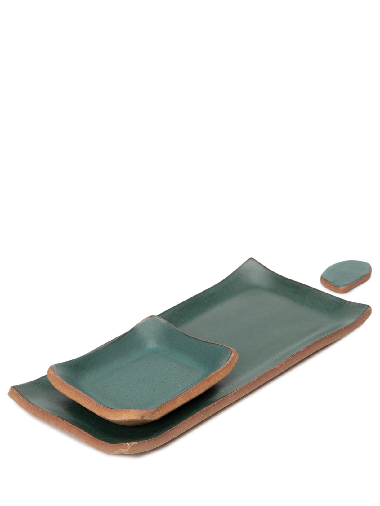 Linha Servir Japonesa Travessa Retangular P + Nozoki + Apoio De Hashi - Verde