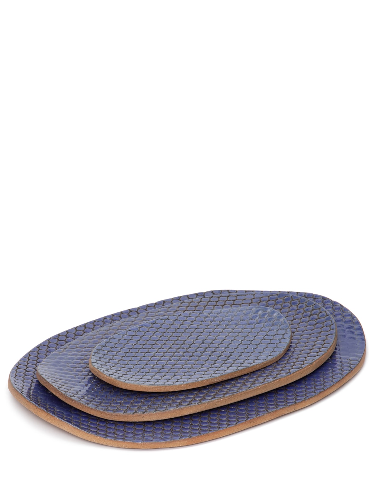 Linha Servir Trio Travessa Oval 3 Peças Luli Ateliê Azul Luli Ateliê