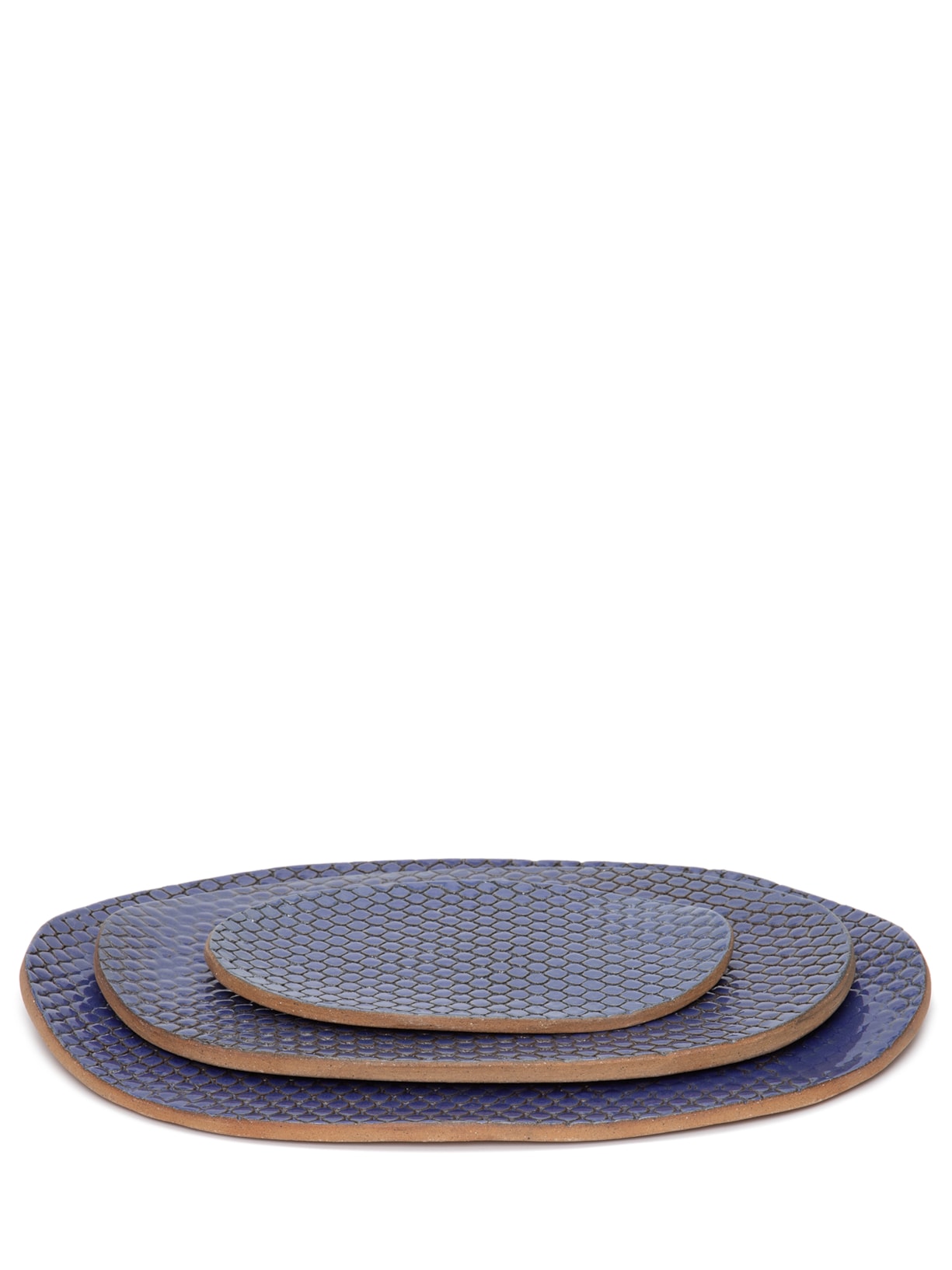 Linha Servir Trio Travessa Oval 3 Peças - Luli Ateliê - Azul