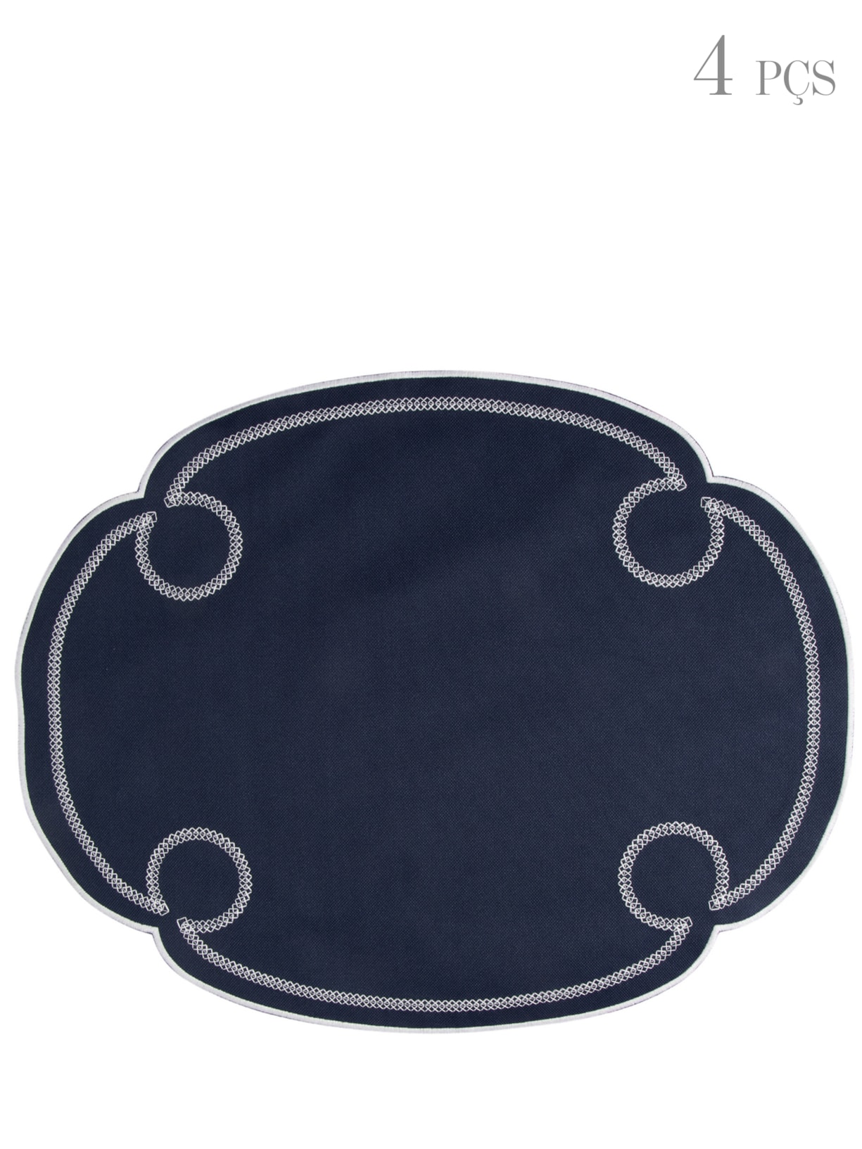 Lugar Americano Oval Argola Tela 4 Peças - Suva Collection - Azul