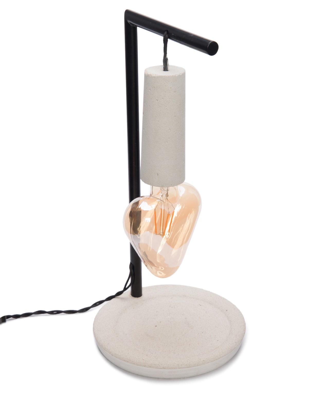 Luminária Amor Concreto Fio Preto - Cinza