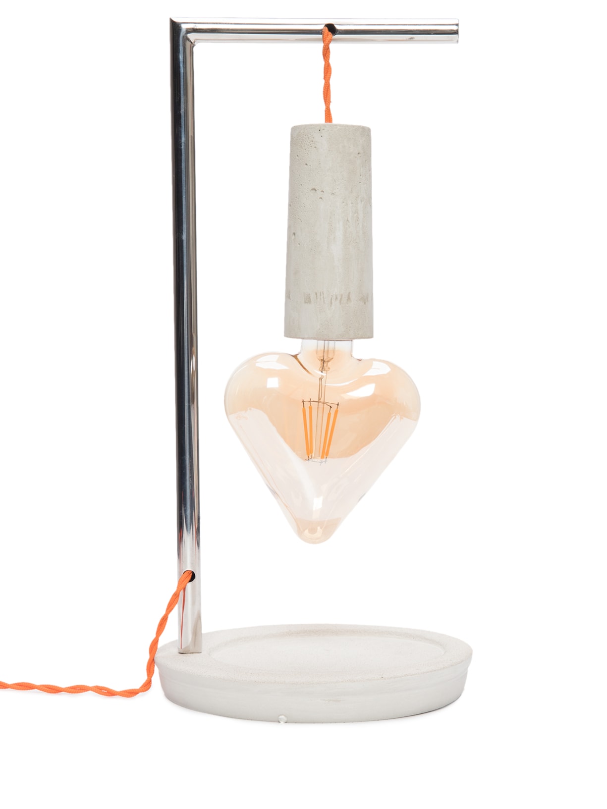 Luminária Amor Concreto Haste Fio Laranja Cinza Ric Melo Design