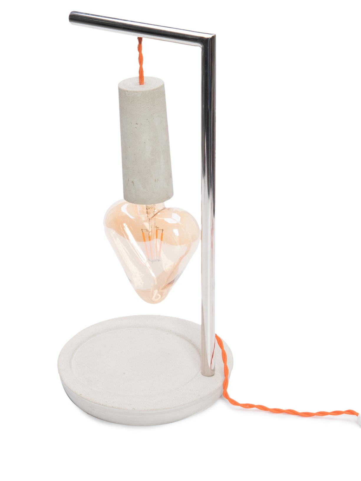 Luminária Amor Concreto Haste Fio Laranja Cinza Ric Melo Design