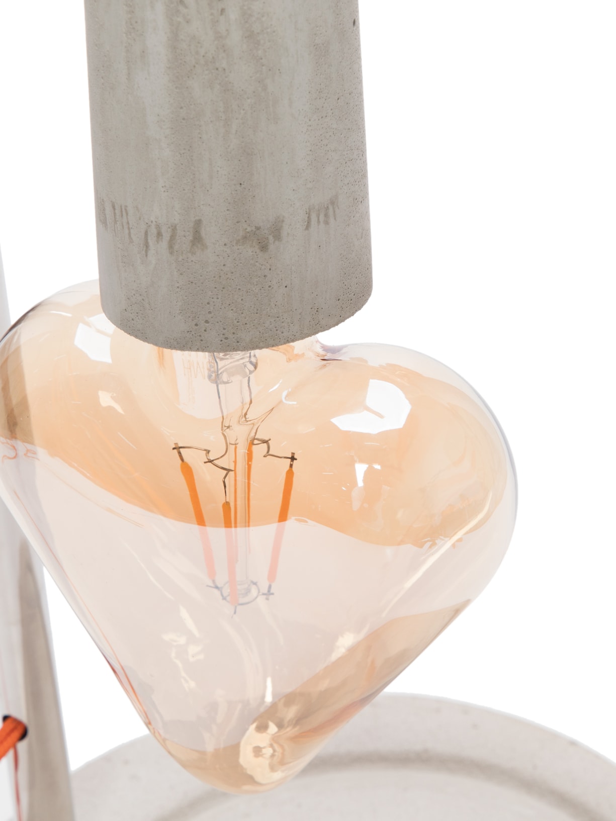 Luminária Amor Concreto Haste Fio Laranja Cinza Ric Melo Design