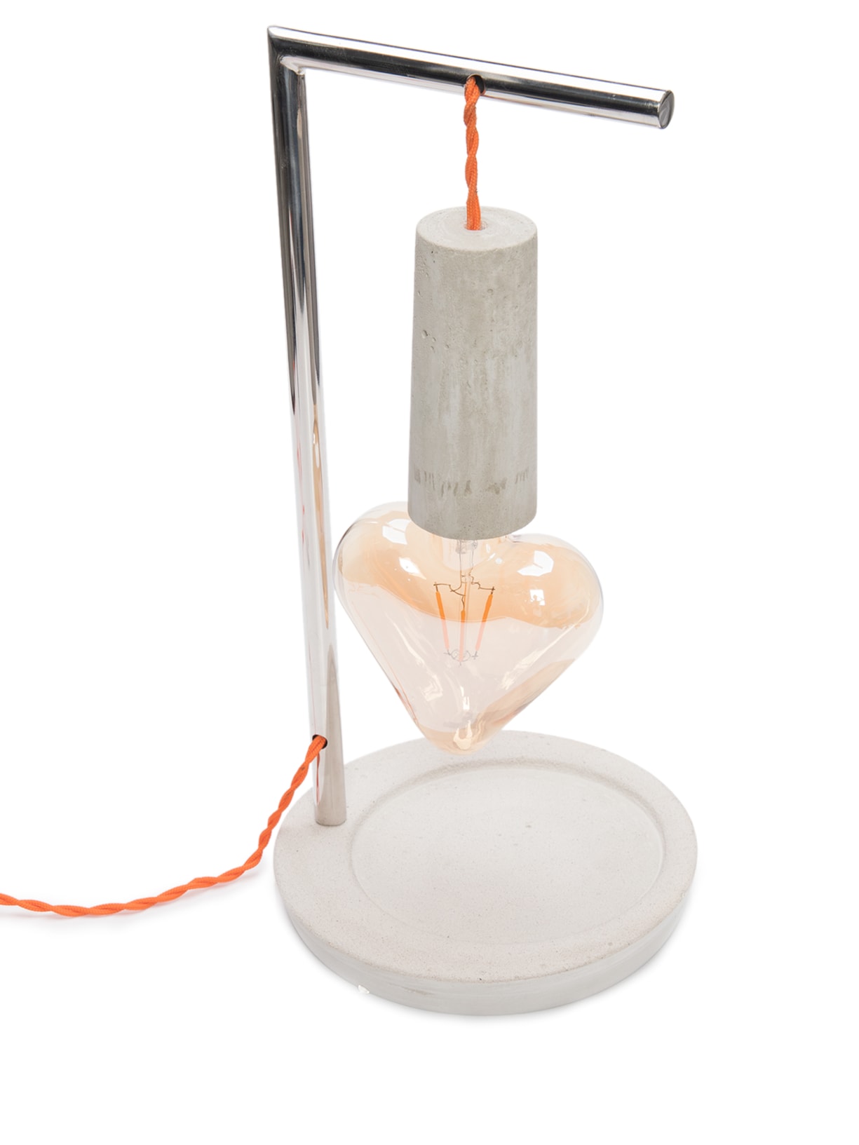 Luminária Amor Concreto Haste Fio Laranja Cinza Ric Melo Design