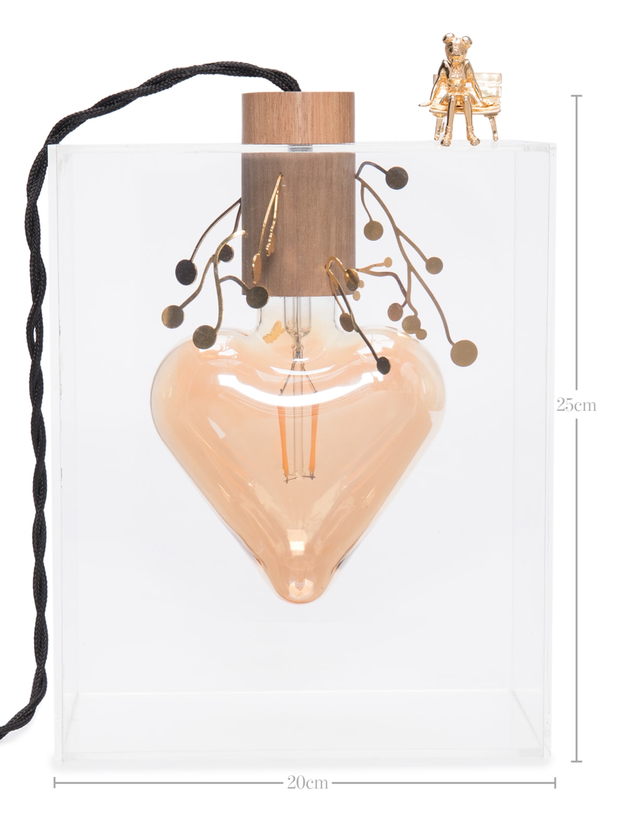 Luminária Coração Apertado Pracinha Fio Marrom Ric Melo Design