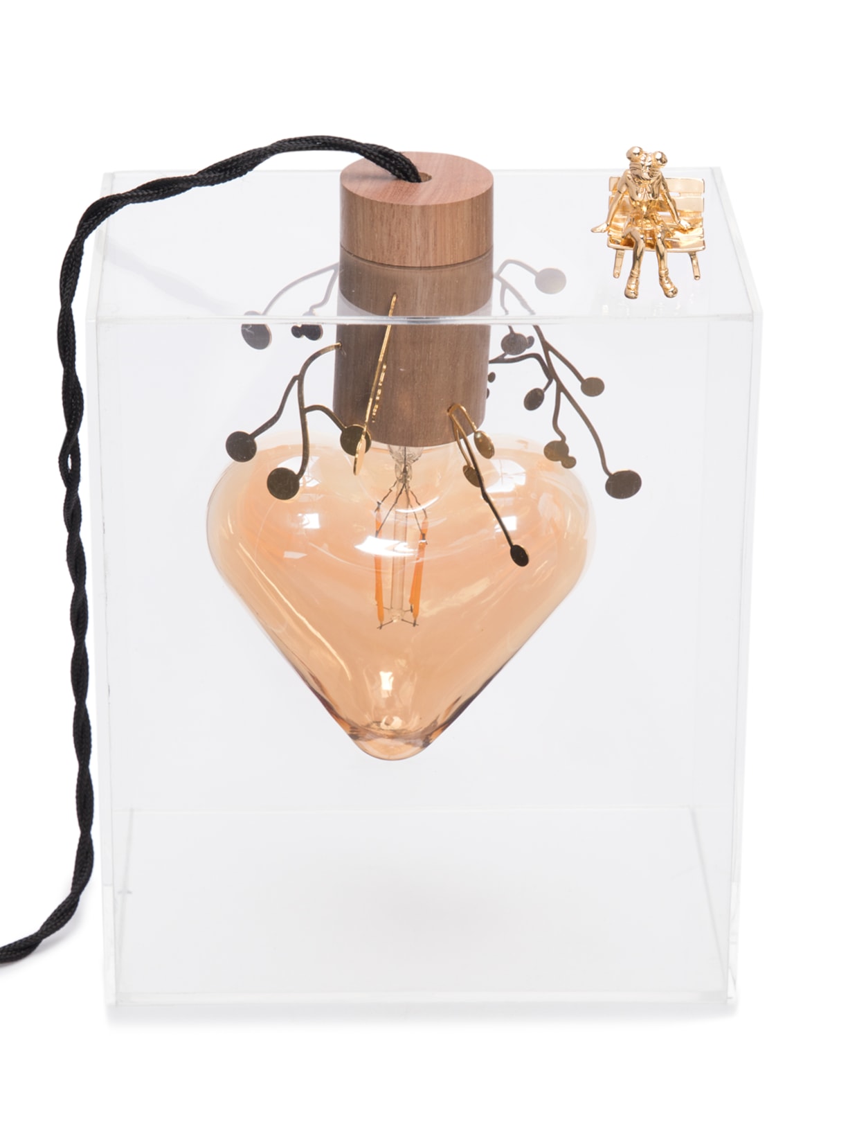 Luminária Coração Apertado Pracinha Fio - Marrom