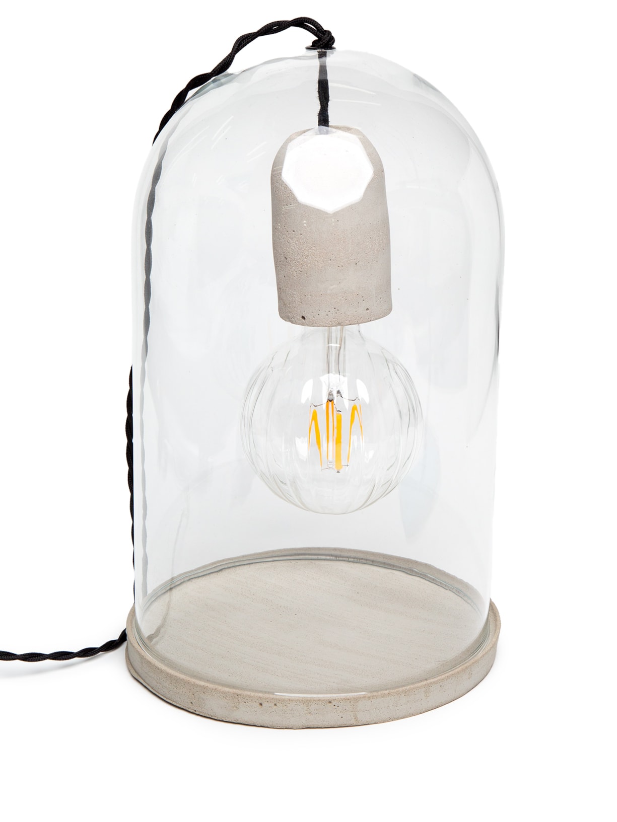 Luminária Redoma Gomos Concreto - Cinza