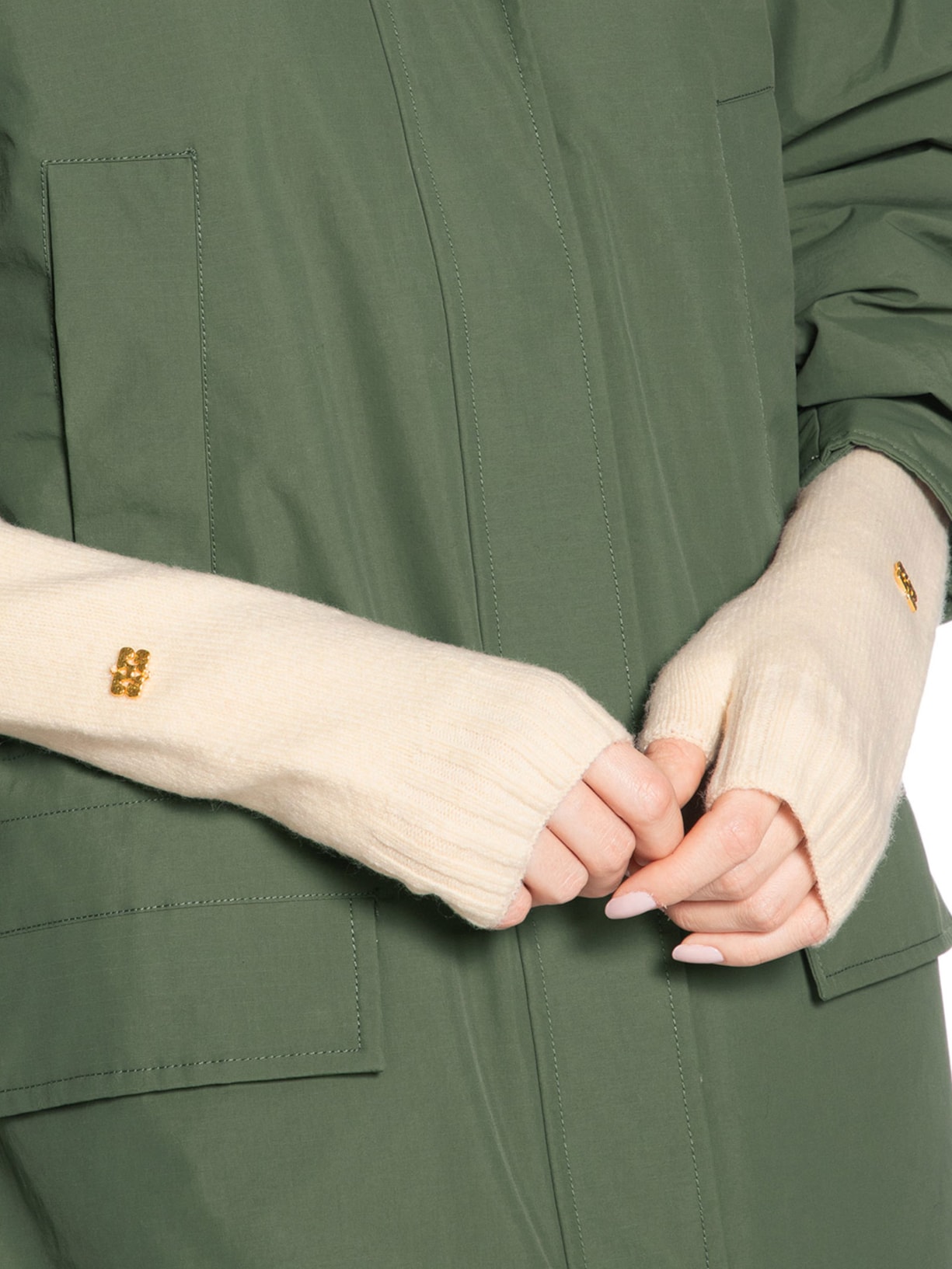 Luva Feminina Lã Iaque Mix Off White Ganni