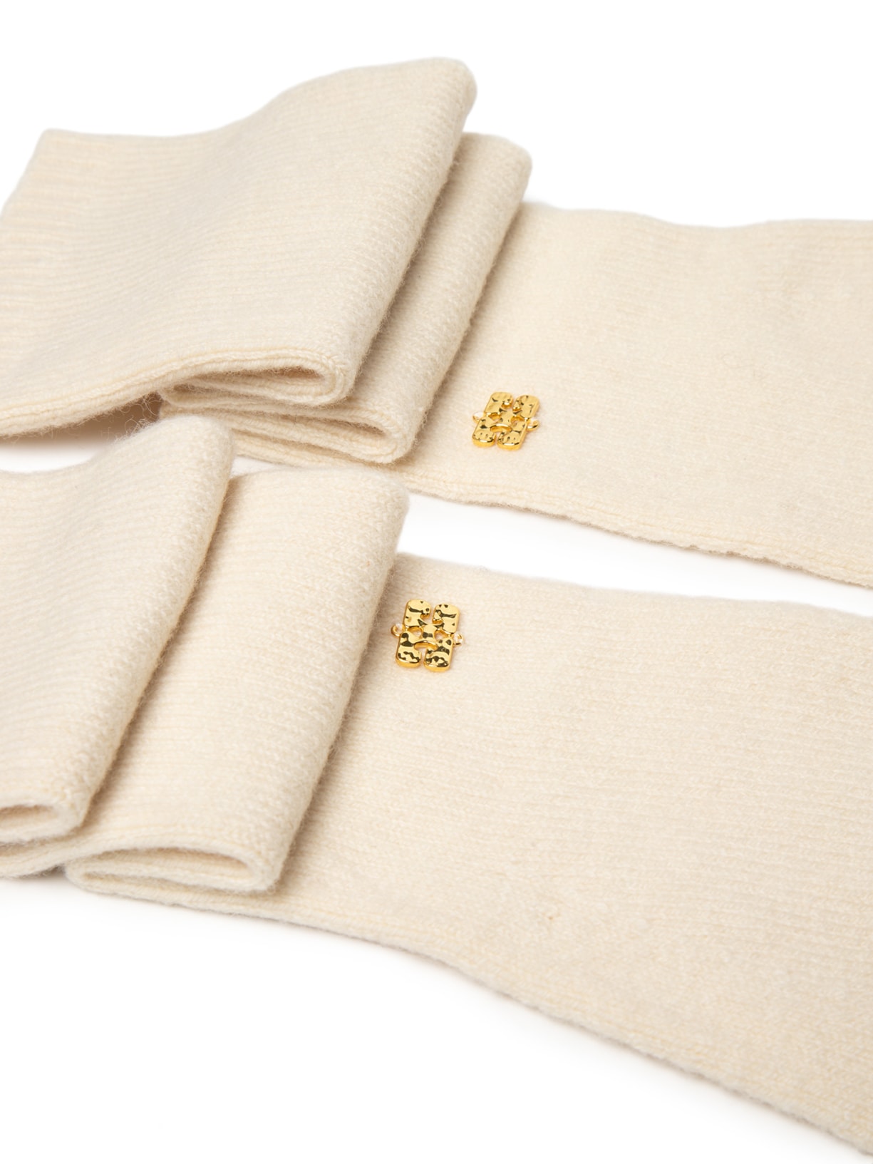 Luva Feminina Lã Iaque Mix Off White Ganni