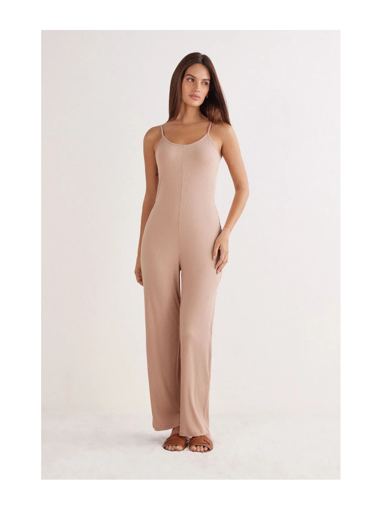 Macacão Comprido Canelado Em Viscose Your Everyday Wear Bege Intimissimi