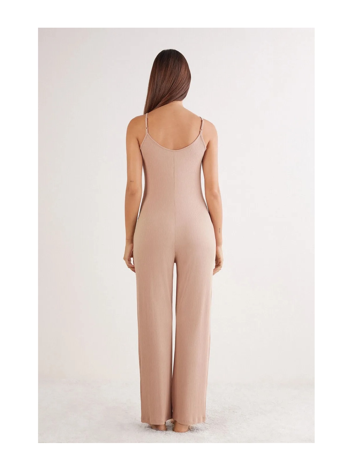 Macacão Comprido Canelado Em Viscose Your Everyday Wear Bege Intimissimi