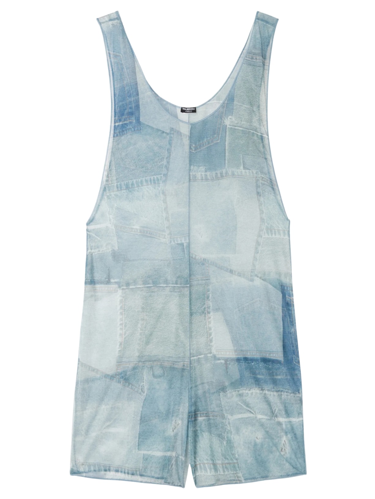 Macacão Curto Com Patchwork De Jeans - Azul