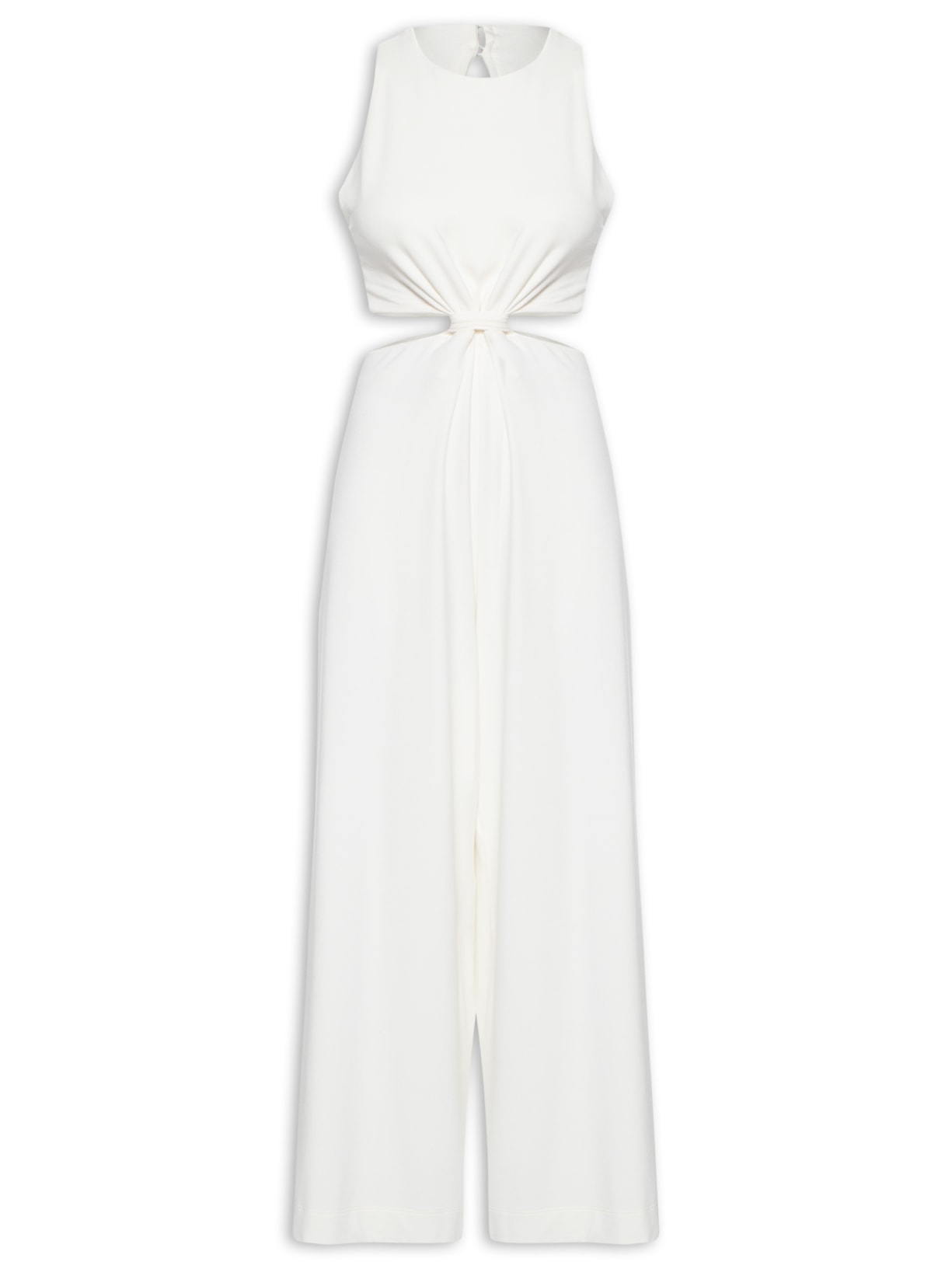 Macacão Feminino Abertura Lateral Nó - Branco