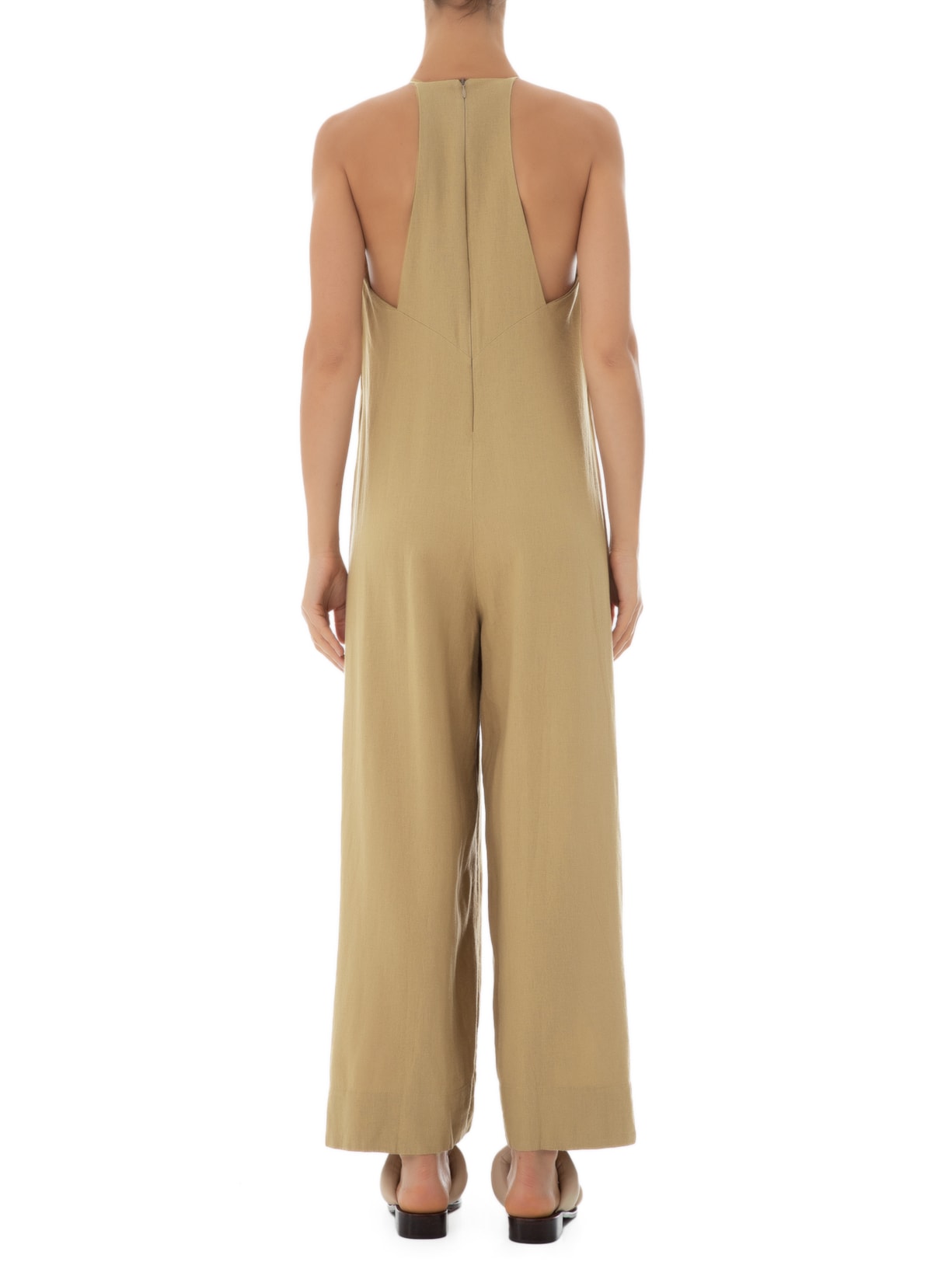 Macacão Feminino Alça Linen Marrom Osklen