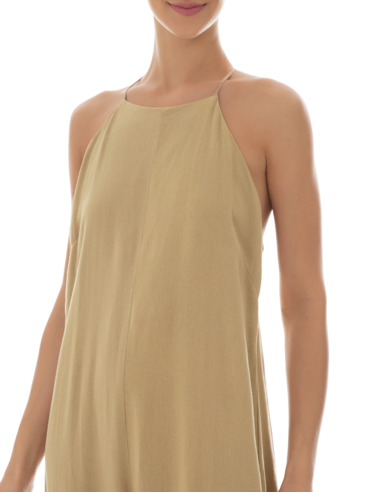 Macacão Feminino Alça Linen Marrom Osklen