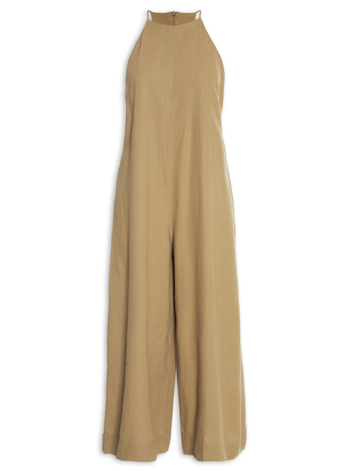 Macacão Feminino Alça Linen - Marrom