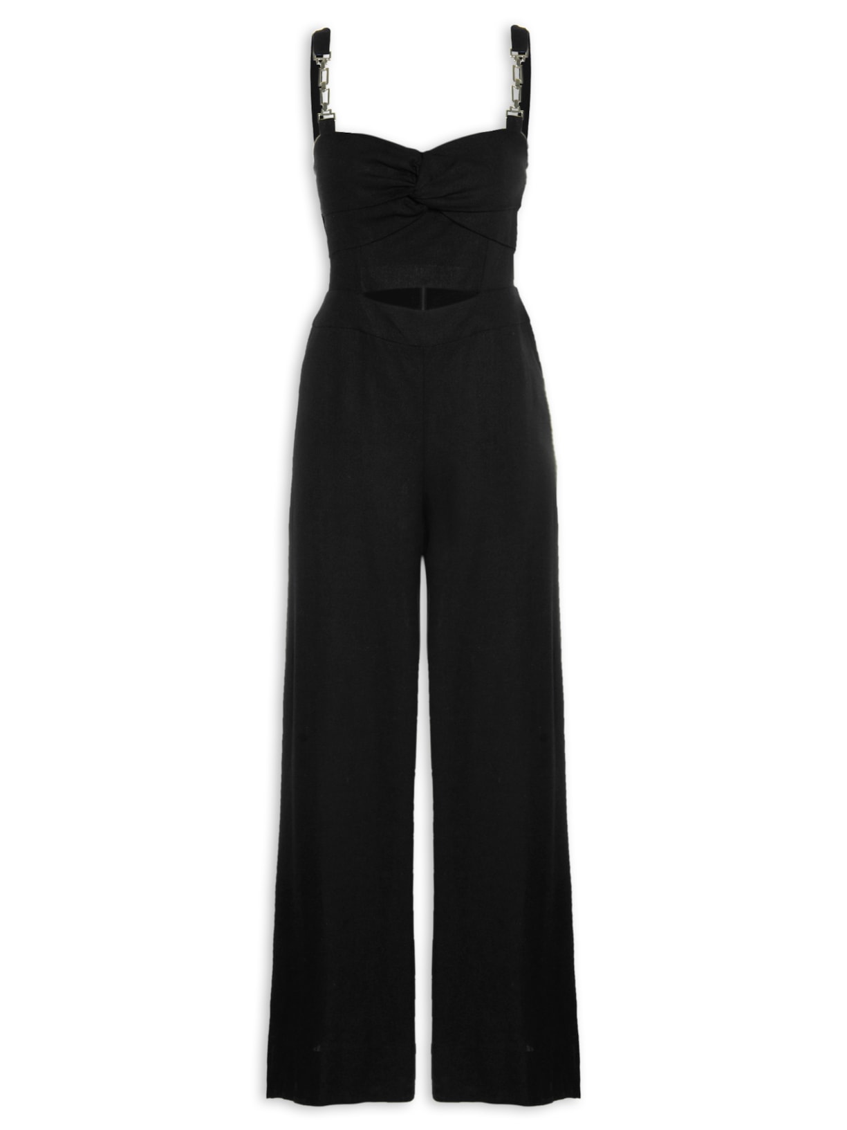 Macacão Feminino Alça Metal - Preto