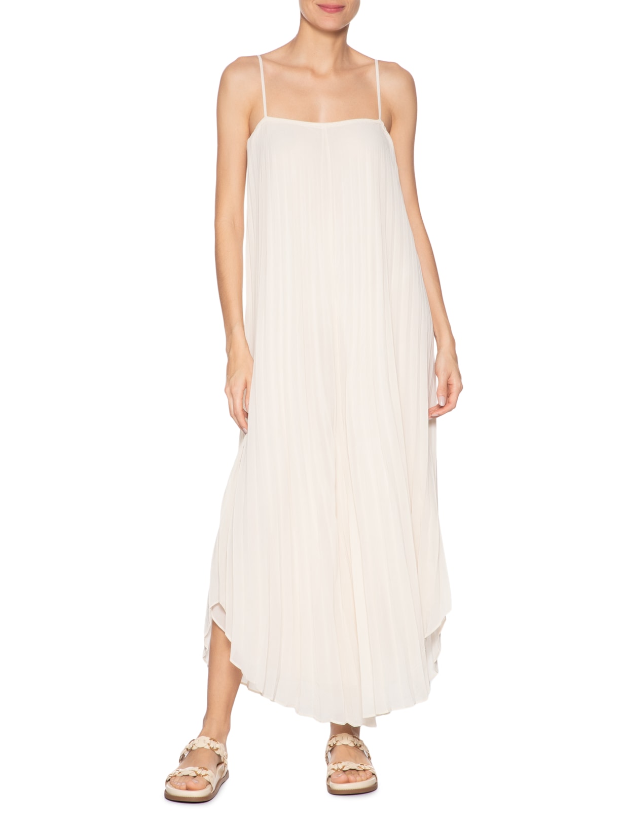 Macacão Feminino Alças Plissado Off White Osklen