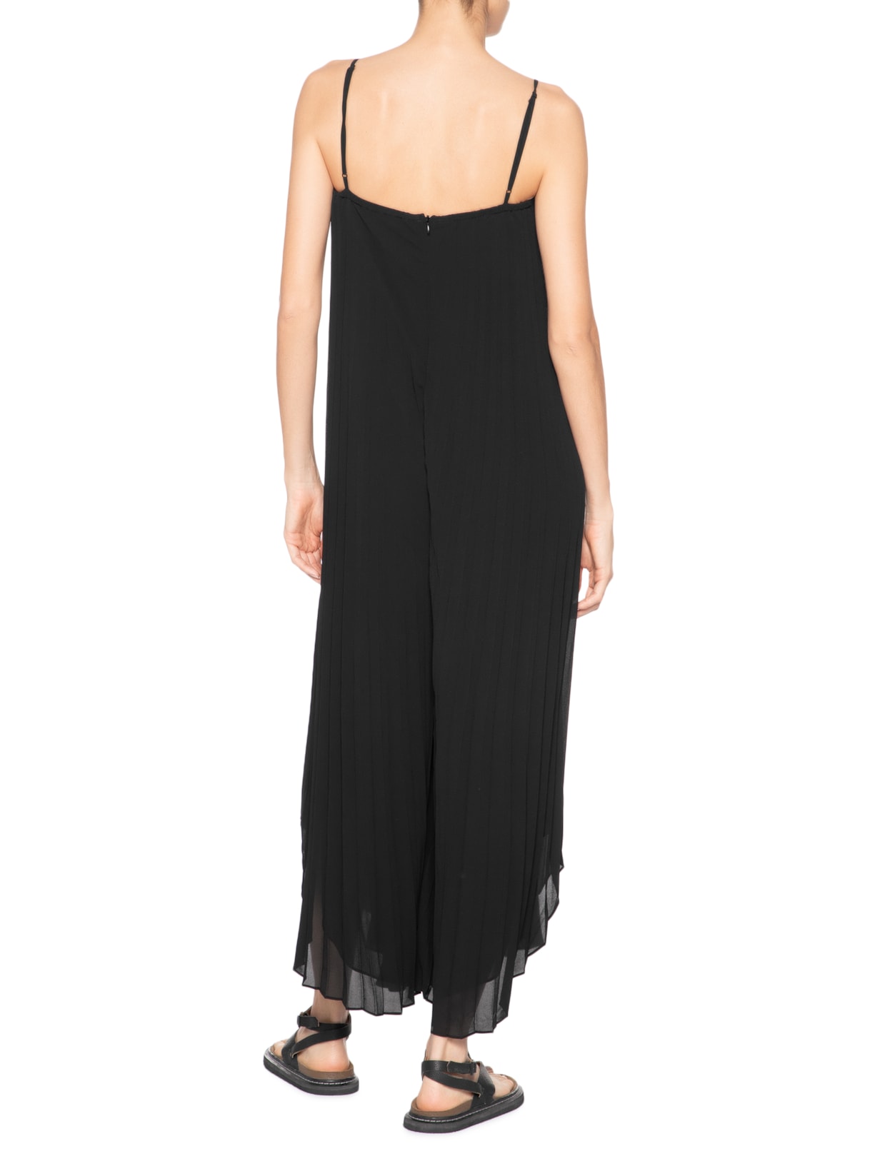 Macacão Feminino Alças Plissado Preto Osklen