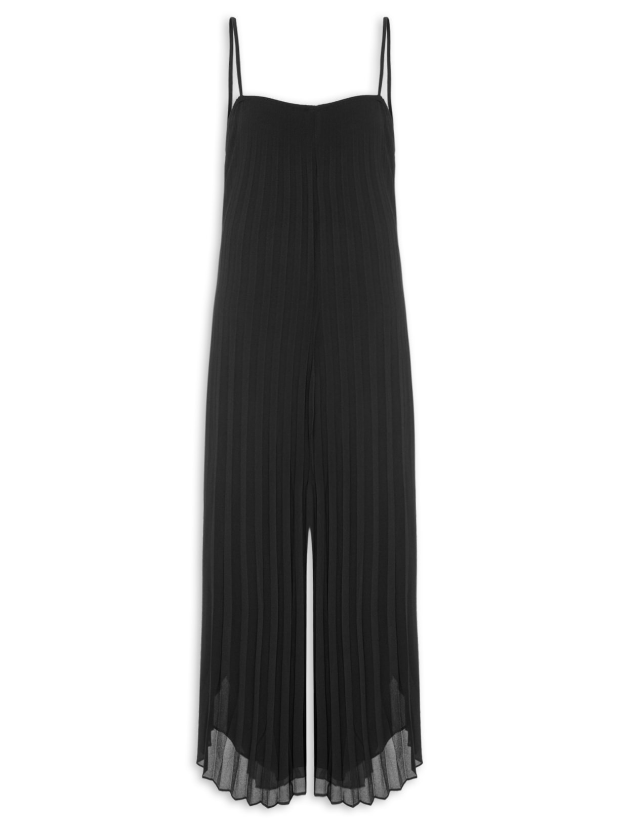 Macacão Feminino Alças Plissado Preto Osklen