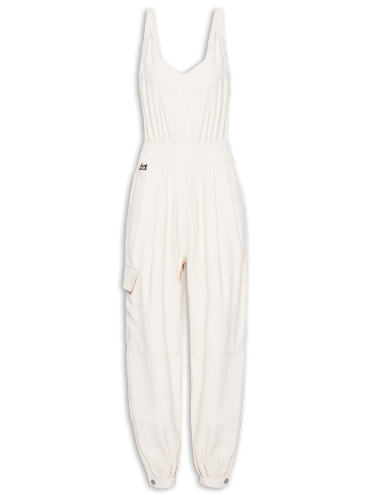 Macacão Feminino Alfaiataria Cargo - Bege