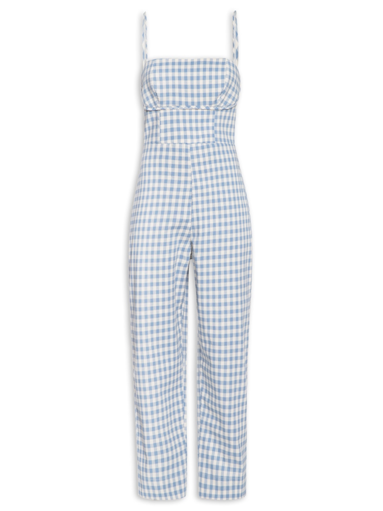 Macacão Feminino Algodão Com Elastano Vichy - Azul