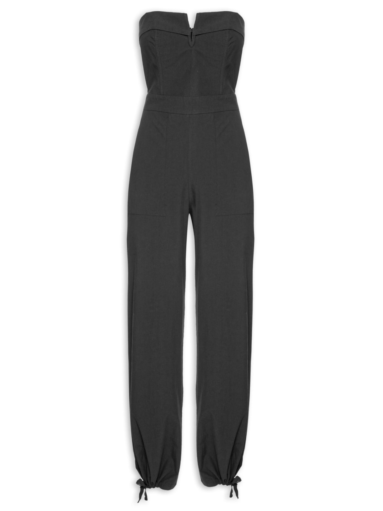 Macacão Feminino Algodão Decote V - Preto