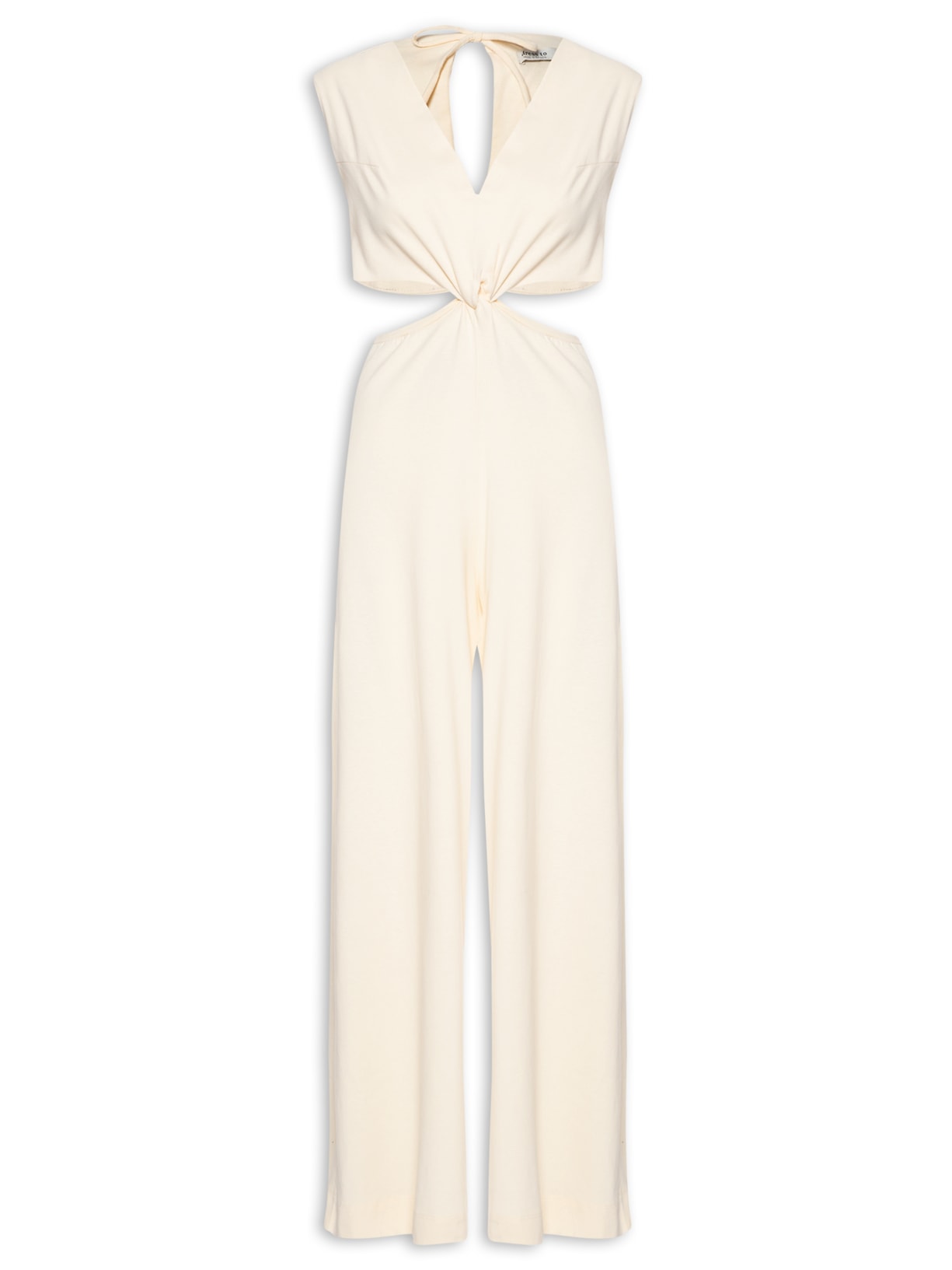 Macacão Feminino Amarração Costas - Bege