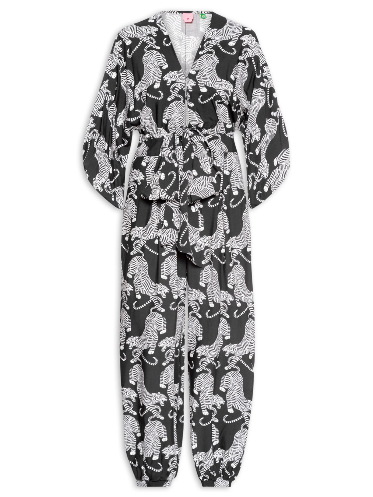 Macacão Feminino Amarração Tigres Preto Farm