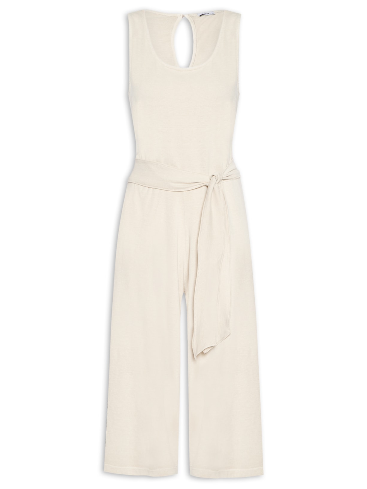 Macacão Feminino Amplo Com Abertura Nas Costas - Bege