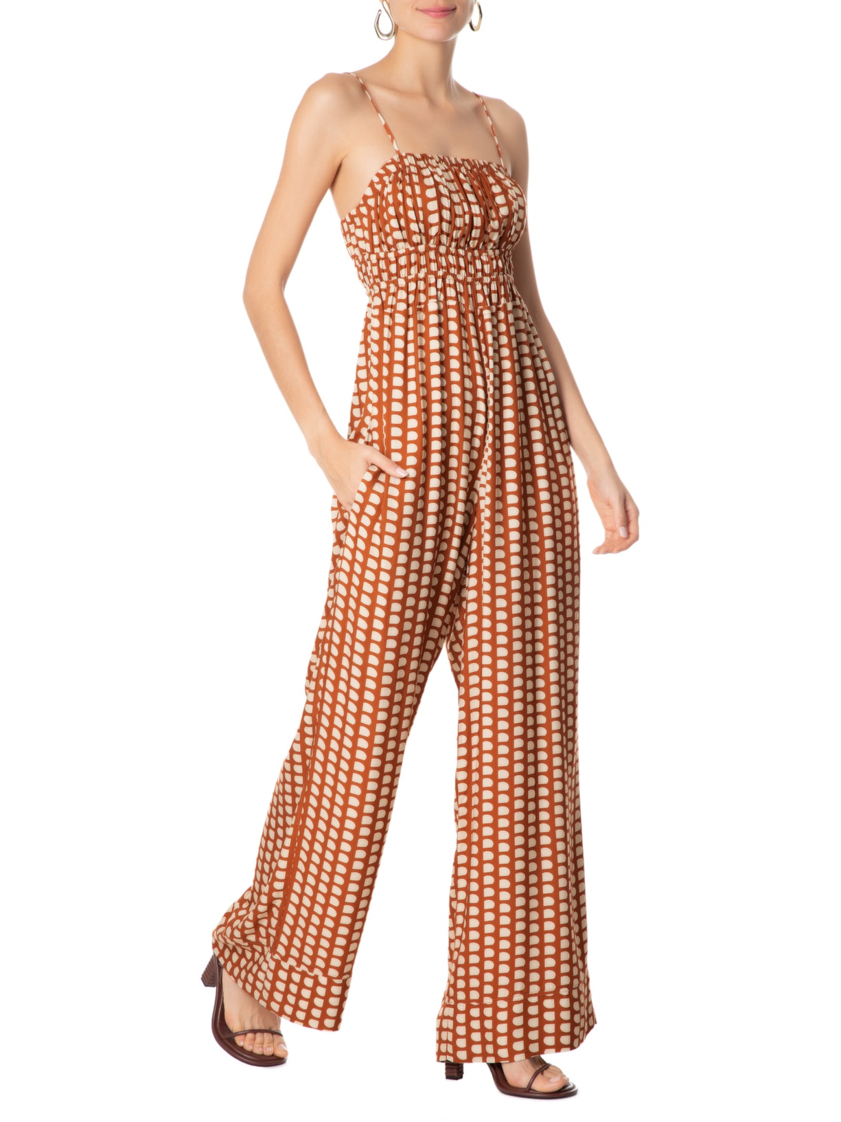 Macacão Feminino Amplo Escama Marrom Animale