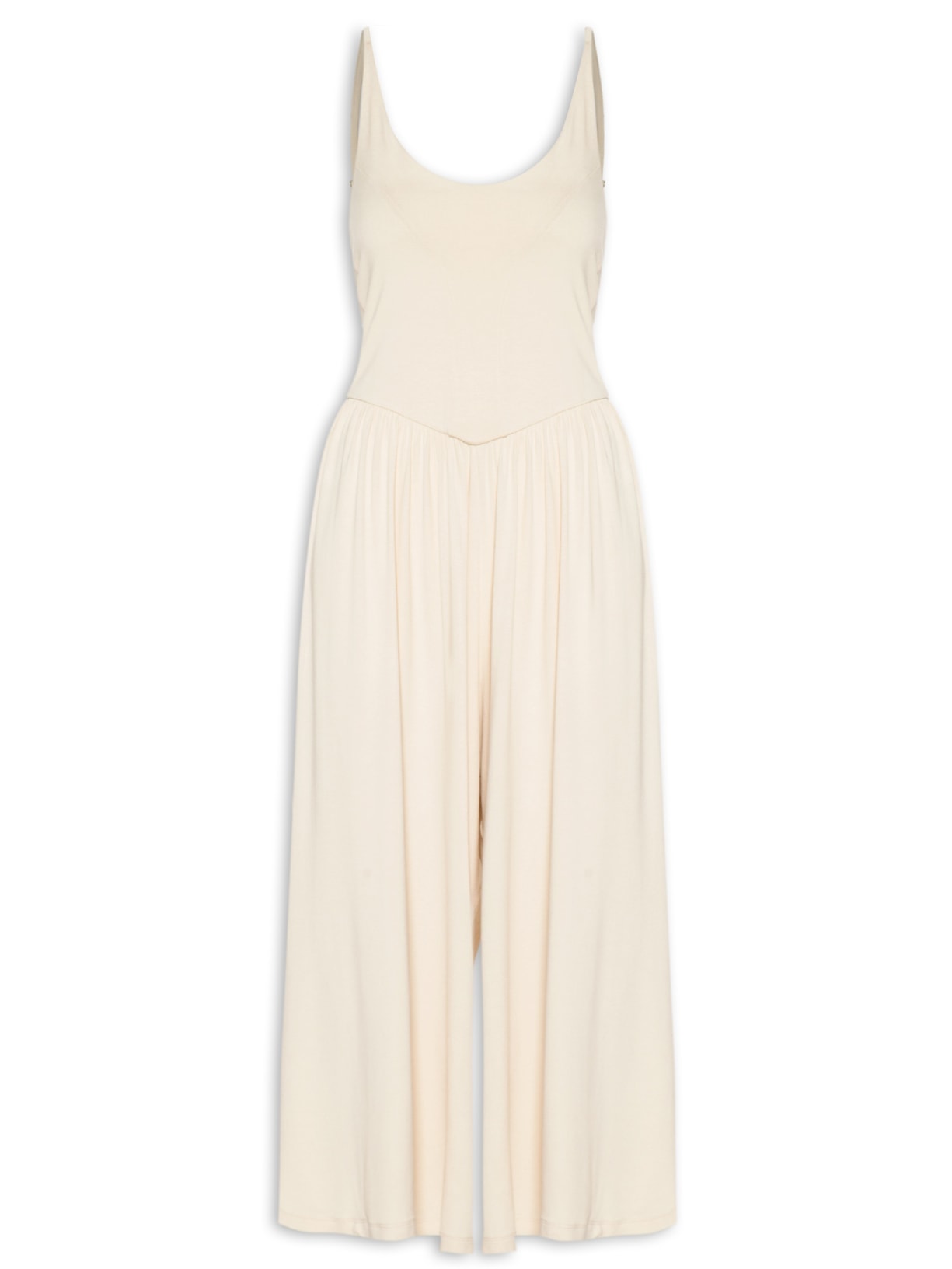 Macacão Feminino Amplo Midi Alças Regulaveis - Off White