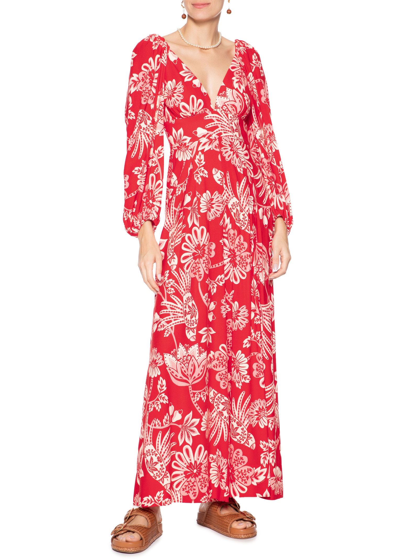 Farm - Macacão Feminino Arara Floral - Vermelho